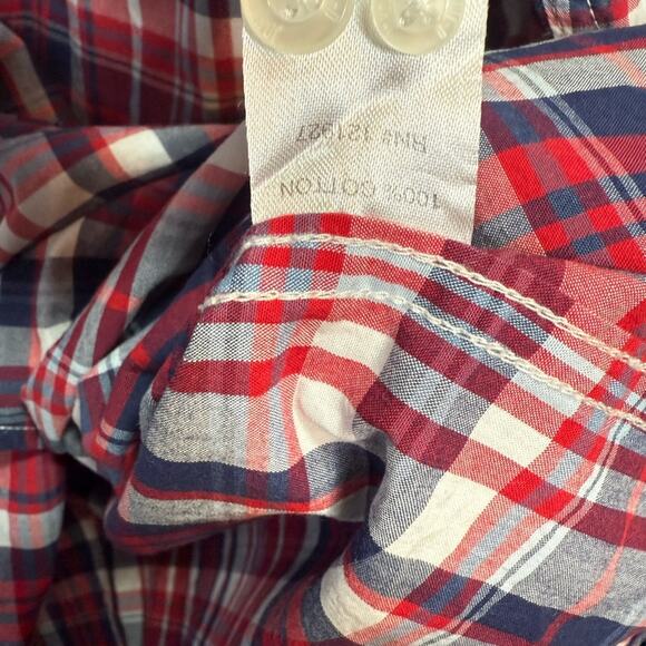 Johnnie-O Buckley Woven Button-down Long-Sleeve Shirt Red Blue Plaid M-214 Sz L - Picture 7 of 8